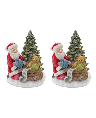 Slickblue Santa And Christmas Tree Figurine (Set of 2)