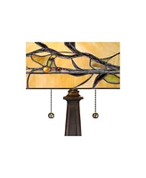Robert Louis Tiffany Budding Branch Mission Tiffany Style Table Lamp with Table Top Dimmer 24" High Warm Bronze Metal Art Glass Square Shade for Livin