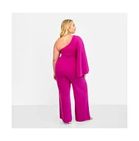 Rebdolls Plus Opal Extreme Single Sleeve Wide Leg Jumpsuit