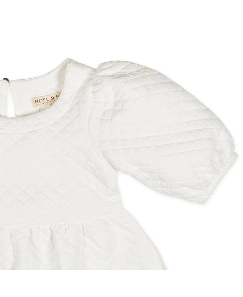 Hope & Henry Baby Girls Quilted Puff Sleeve Dress
