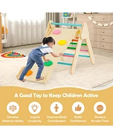 Slickblue 2-in-1 Wooden Kids Climber Toys with Triangle Arch Ramp