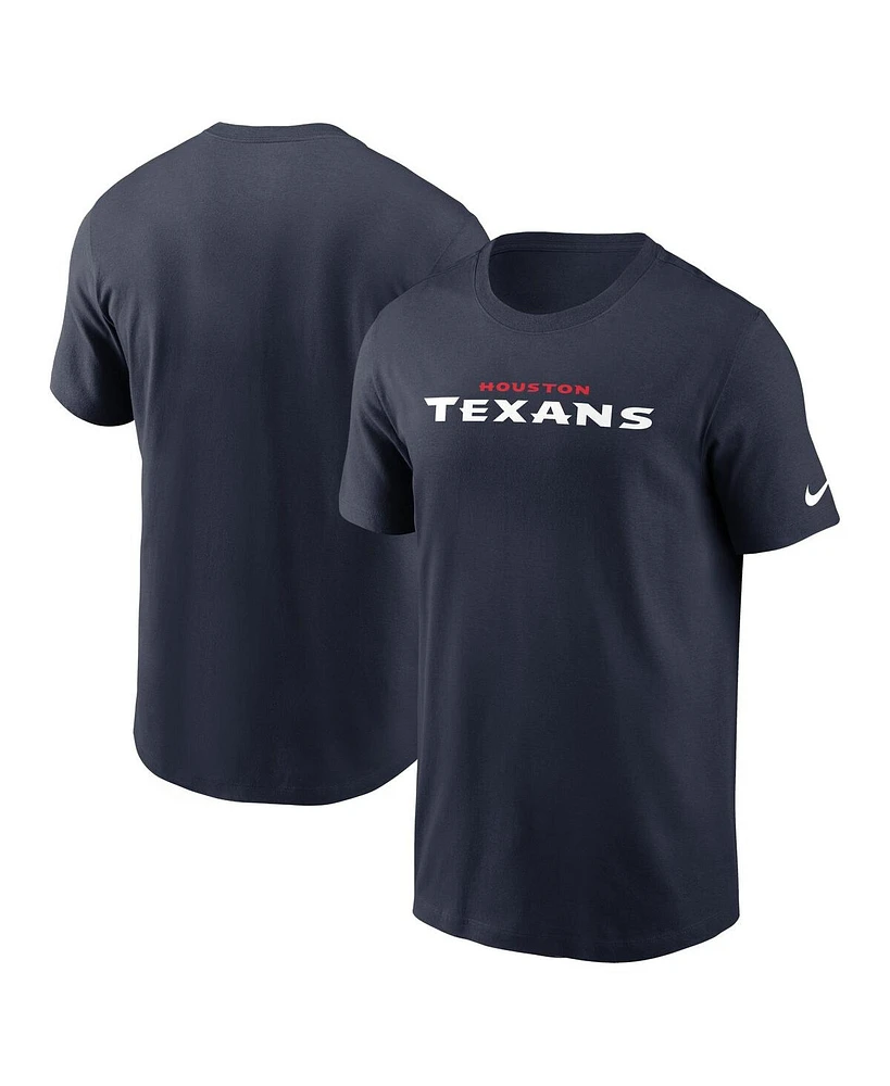 Nike Men's Navy Houston Texans Wordmark Essential T-Shirt