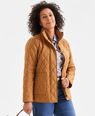 Style & Co Petite Quilted Stand-Collar Jacket, Created for Macy's