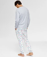 Family Pajamas Men's 2-Pc. Star Toss Mix It Cotton Matching Holiday Set, Created for Macy's