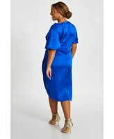 Quiz Women's Satin Angel Sleeve Midi Dress