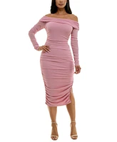 B Darlin Juniors' Long-Sleeve Off-The-Shoulder Bodycon Dress