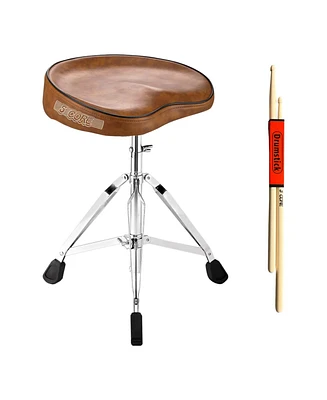 5 Core Drum Throne Padded Guitar Stool Height Adjustable Ergonomic Music Chair For Adults And Kids w Anti Slip Rubber Feet - Ds Ch Br Sdl