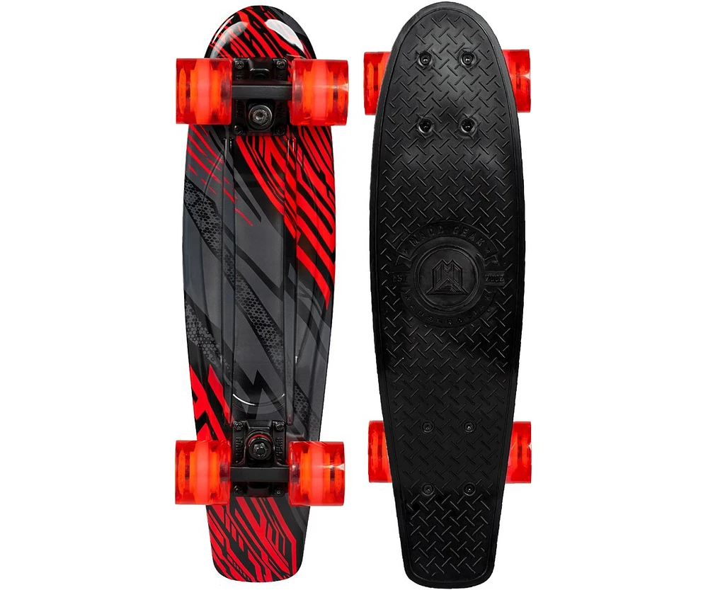 Madd Gear 22" x 6.25" Retro Skateboard for Ages 5+ Max 220 lbs, 62mm Wheels, Abec-9 Bearings - Rush