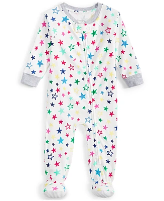 Family Pajamas Baby 1-Piece Star Toss Cotton Footed Holiday Pajamas, Created for Macy's