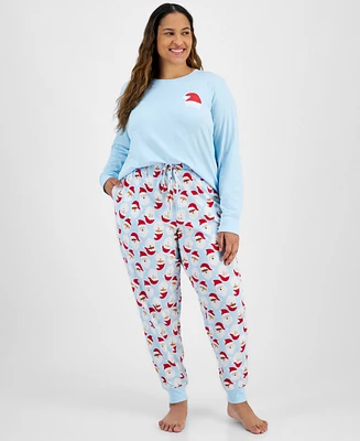 Family Pajamas Plus 2-Pc. Cotton Santa Toss Set, Created for Macy's