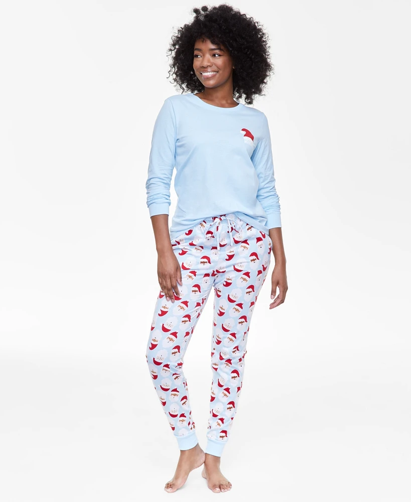 Family Pajamas Women's 2-Pc. Santa Toss Mix It Cotton Matching Christmas Pajamas, Created for Macy's