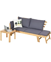 Slickblue Adjustable Patio Convertible Sofa with Thick Cushion