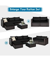 Skonyon 2 Pieces Patio Rattan Sectional Conversation Sofa Set