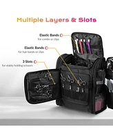 Byootique Soft Rolling Hair Stylist Train Case w/ Hair Tools Travel Bag Backpack
