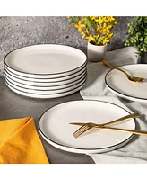 Gibson Home Oslo 8 Piece Porcelain Dinner Plate Set - Black Rim