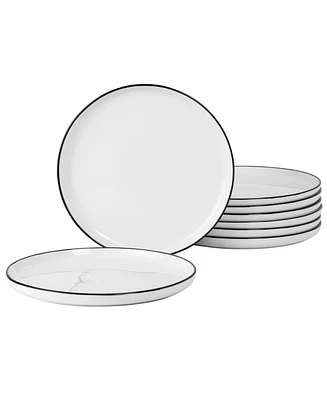 Gibson Home Oslo 8 Piece Porcelain Dinner Plate Set - Black Rim