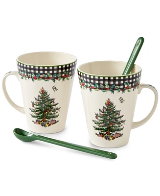 Spode Christmas Tree 2024 Annual 4 Piece Mug & Spoon Set, Created for Macy's