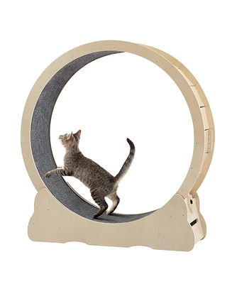 Streamdale Furniture Silent Cat Exercise Wheel with Safety Latch and Carpeted Track