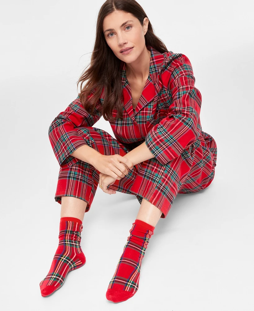 Holiday Lane Women's Brinkley Plaid Notch Collar Matching Family Pajamas Set, Created for Macy's