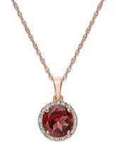 Semi Precious Stone Diamond Halo Pendant Necklaces In 14k White Yellow Or Rose Gold