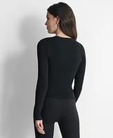 Dkny Women's Ribbed Asymmetrical-Zip Sweater