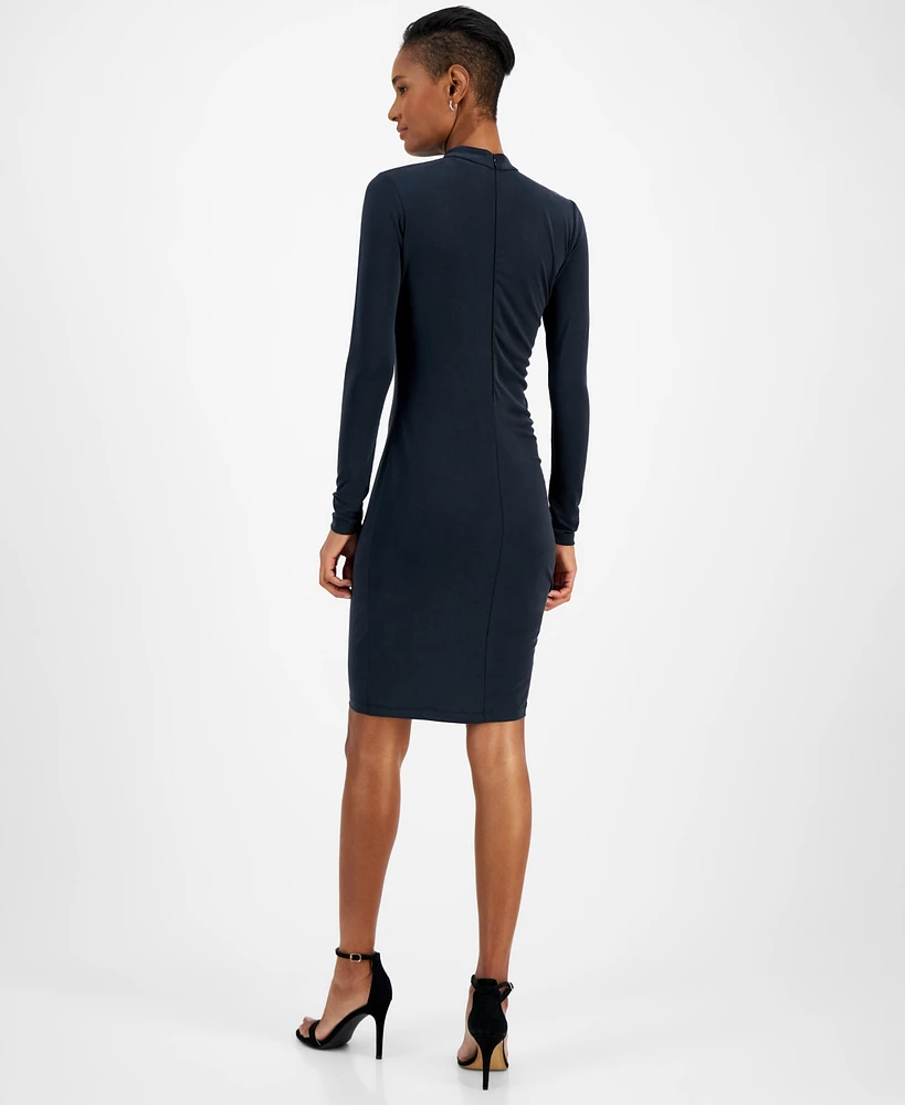 Hugo Women's Nirace Solid Slim-Fit Long-Sleeve Shirred Dress