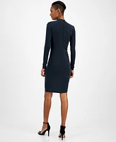 Hugo Women's Nirace Solid Slim-Fit Long-Sleeve Shirred Dress