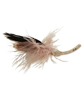 Anne Klein Gold-Tone Brown Multi Crystal Feather Boxed Pin