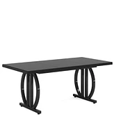 Tribesigns Executive Desk, 63 inch Large Modern Computer Desk with Metal Geometric Base, Conference Table for 4-6 People