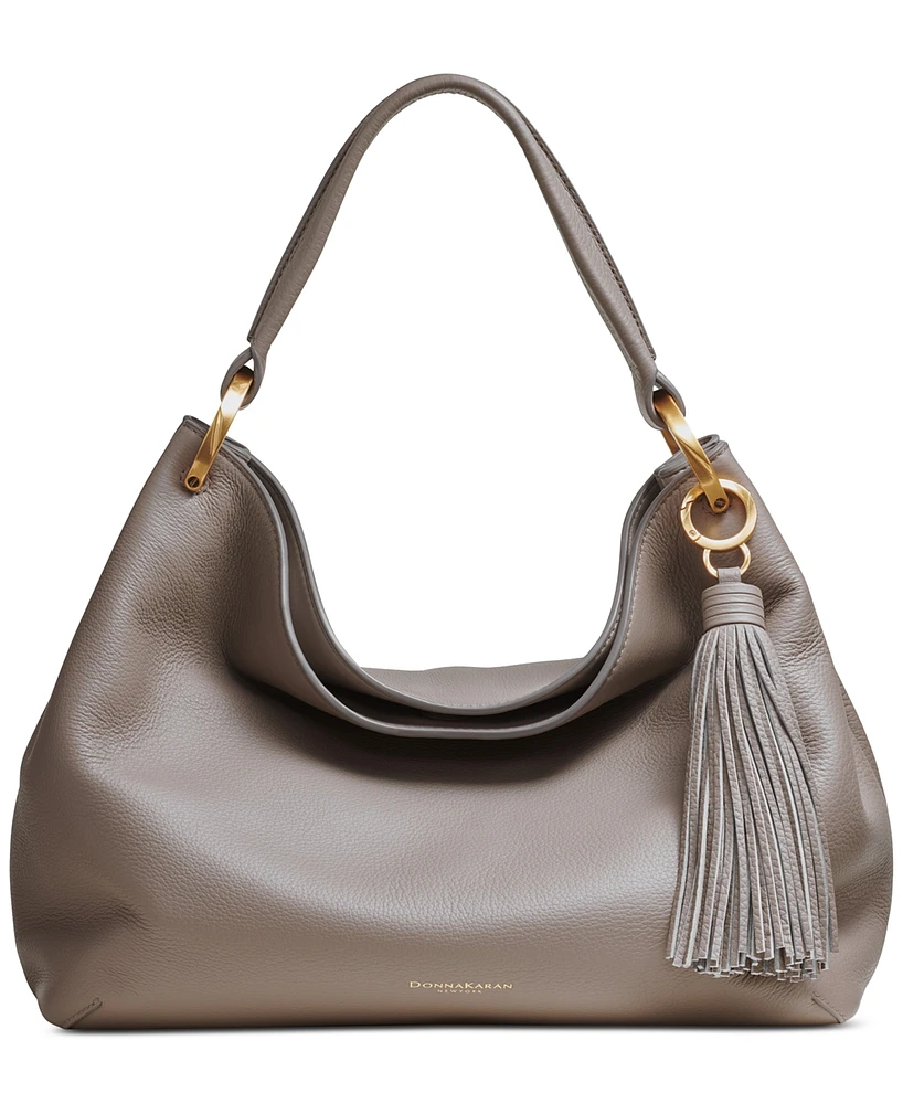 Donna Karan Glenwood Leather Shoulder with Tassel Detail