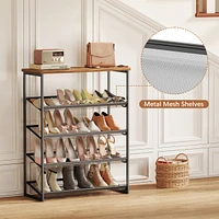Sugift 5-Tier Shoe Rack Free Standing Shoe Rack Organizer with Metal Mesh Shelves