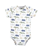 Hudson Baby Baby Boys Cotton Bodysuits, Wild Leaf Safari, Months