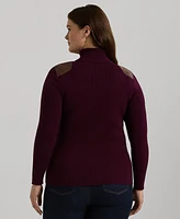 Lauren Ralph Plus Shoulder-Patch Turtleneck Sweater