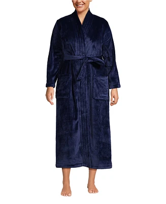 Lands' End Plus Cozy Plush Long Wrap Robe