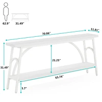 Tribesigns Extra Long Sofa Tables, 70.8”Console Table for Entryway, Wood Console 2 Tier Tv Stand, Behind Couch Living Room