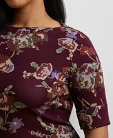 Lauren Ralph Plus Floral Boat-Neck Tee