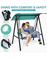 2 Person Patio Swing with Weather Resistant Glider and Adjustable Canopy