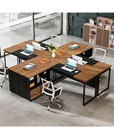 Tribesigns 63" Modern Conference Table with Splicing Board, 5FT Meeting Tables for Home Office, Business Training Seminar Stylish Meta