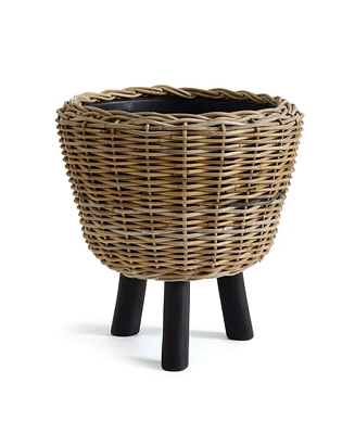 Napa Home & Garden Woven Rattan Dry Basket Plant Riser 21.25"