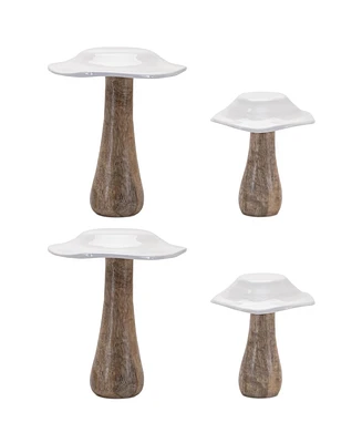 Slickblue Mushroom Figurine Set of 4 Whimsical Decor for Home and Garden