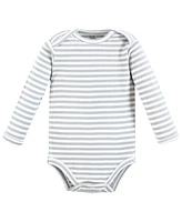 Touched by Nature Baby Boys Organic Cotton Long-Sleeve Bodysuits, Classic Safari