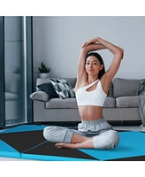 4-Panel Pu Leather Folding Exercise Gym Mat with Hook and Loop Fasteners