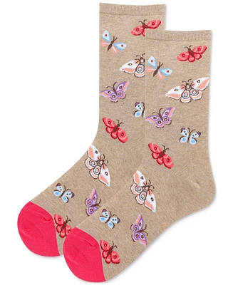 Hot Sox Women's Moth Printed Crew Socks