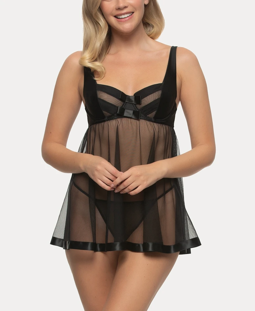 Jezebel Women's Idol Micro and Tulle Babydoll Set