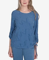 Alfred Dunner Casual Fridays Women's Diagonal Textured Crew Neck Top