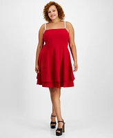 City Studios Trendy Plus Embellished-Strap Dress