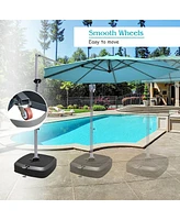 Vebreda Patio Cantilever Offset Umbrella Base with Wheels for Garden Poolside Deck