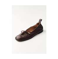 S100303-02 Rosalind Brown Leather Ballet Flats