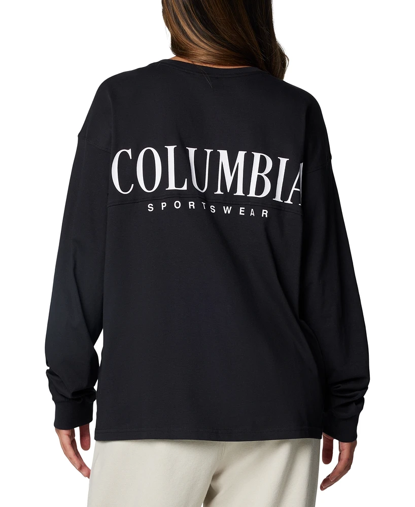Columbia Women's North Cascades Branded Long-Sleeve Crewneck Cotton Top