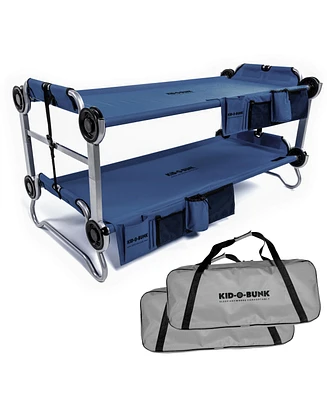 Disc-o-Bed Youth Kid-o-Bunk Benchable Double Cot with Storage Organizers, Navy